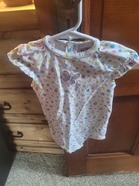 okie dokie White Polka Dot Butterfly One-Piece Bodysuit